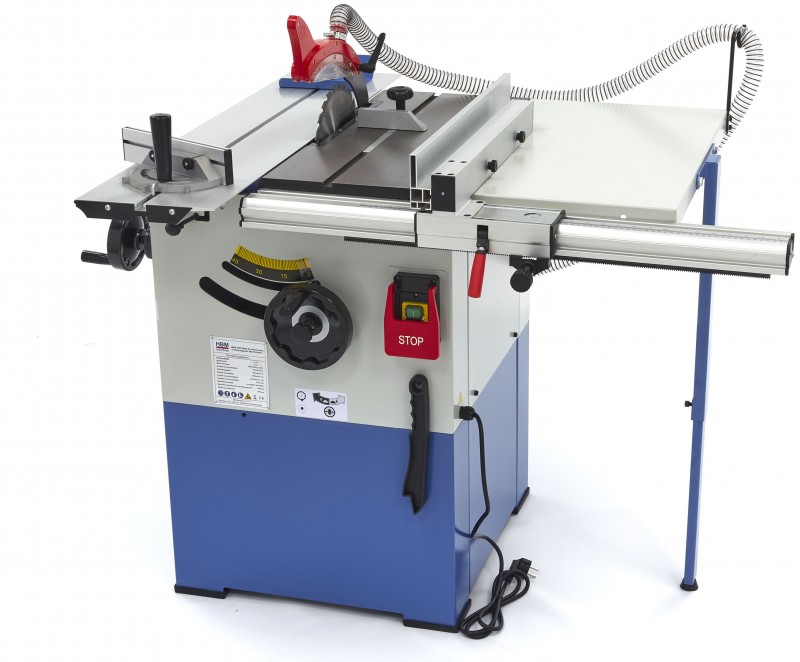 HBM 2200 W rundsavbord med rullebord, savklinge 254 mm, 4.750 o/min, savdybde 80 mm, 230 V.