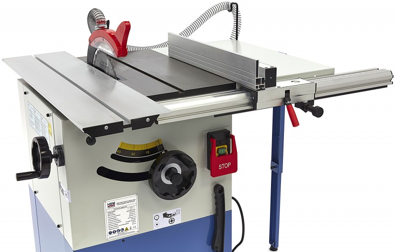 HBM 2200 W rundsavbord med rullebord, savklinge 254 mm, 4.750 o/min, savdybde 80 mm, 230 V.