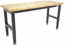 HBM arbejdsbænk 152,4 cm, højdejusterbar, massivt træarbejdsbord, stål, sort, 900 kg bæreevne.