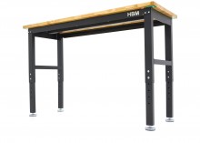 HBM arbejdsbænk 152,4 cm, højdejusterbar, massivt træarbejdsbord, stål, sort, 900 kg bæreevne.