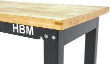 HBM arbejdsbænk 122 cm, højdejusterbar, massiv træbordplade, stål, sort, max. belastning 815 kg.