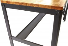 HBM werkbank 155 cm met 5 laden, houten werkblad 3 cm, staal, zwart, max. belasting 400 kg