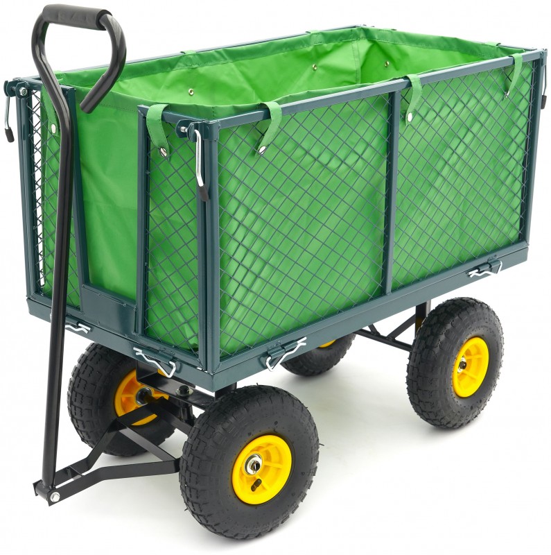 HBM trekkar 100 kg bolderwagen tuinkar 86 x 46 x 38 cm laadbak met canvas zak