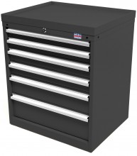 HBM Profi gereedschapskast 6 laden 72 x 58 x 80 cm zwart 100 kg draagvermogen