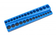 HBM magnetisk tilbehørsholder til 30 styk 3/8 inch metrisk - blå, 377 x 87 x 38 mm.