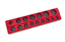HBM magnetische accessoirehouder voor 16 stuks 3/8 inch Engelse maten, rood, 374 x 87 x 32 mm