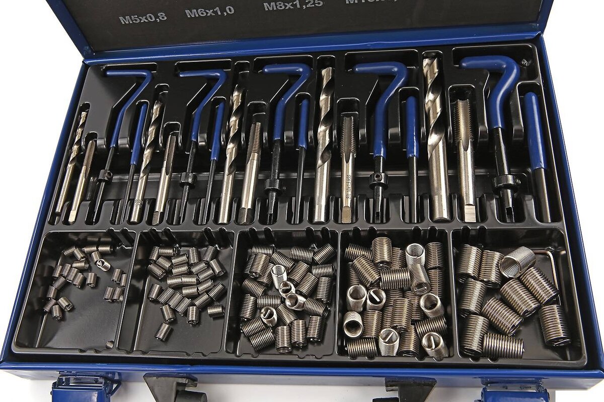 HBM M 5 - M 12 gjenget reparasjonssett med ekstra lange 2D gjengede bøsser