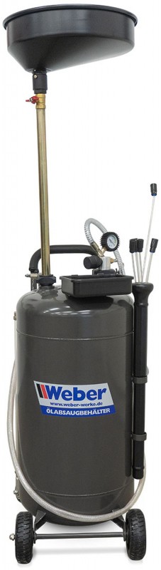 Weber olieopvangbak met zuigfunctie 85 l, 4 bar, zwart, 470 mm breed, 1070-1610 mm hoog