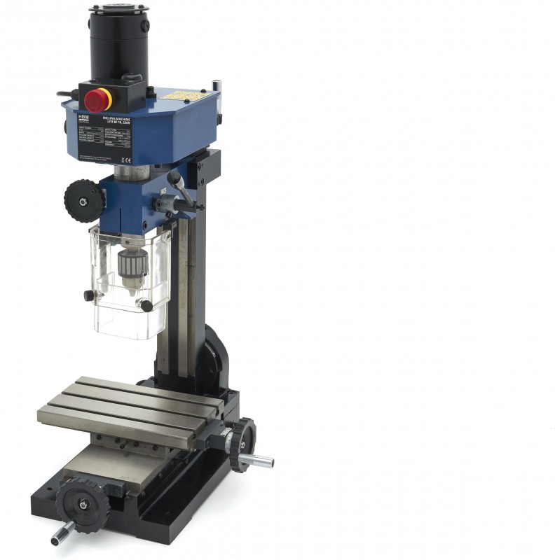 HBM BF 10 mini freesmachine 150 W 230 V voor metaal, frees- en boorcapaciteit 10 mm, dwarsverplaatsing 90 mm
