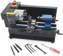 HBM mini metaaldraaibank 110 x 125, 150 W, 3.800 rpm, 10 mm hoofdas, 8 x 8 beitelset
