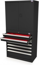 HBM Profi Combinatiekast Zwart - 7 Laden, 45 x 90 x 180 cm