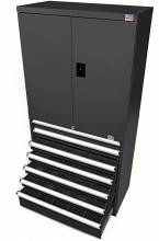 HBM Profi Combinatiekast Zwart - 7 Laden, 45 x 90 x 180 cm