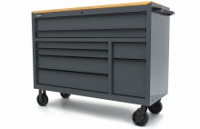 HBM gereedschapswagen 8 laden 142 cm grijs verrijdbaar 350 kg metalen behuizing hout werkblad