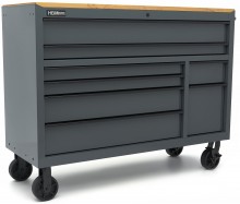 HBM gereedschapswagen 8 laden 142 cm grijs verrijdbaar 350 kg metalen behuizing hout werkblad
