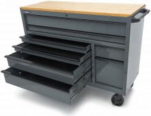 HBM gereedschapswagen 8 laden 142 cm grijs verrijdbaar 350 kg metalen behuizing hout werkblad