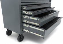 HBM gereedschapswagen 8 laden 142 cm grijs verrijdbaar 350 kg metalen behuizing hout werkblad