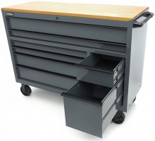 HBM gereedschapswagen 8 laden 142 cm grijs verrijdbaar 350 kg metalen behuizing hout werkblad