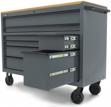 HBM gereedschapswagen 8 laden 142 cm grijs verrijdbaar 350 kg metalen behuizing hout werkblad