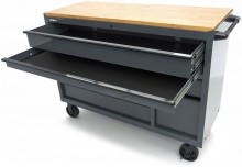 HBM gereedschapswagen 8 laden 142 cm grijs verrijdbaar 350 kg metalen behuizing hout werkblad
