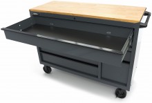 HBM gereedschapswagen 8 laden 142 cm grijs verrijdbaar 350 kg metalen behuizing hout werkblad