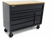 HBM gereedschapswagen verrijdbaar, 8 laden, 143,8 cm, staal, hout, zwart