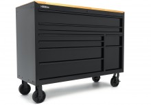 HBM gereedschapswagen verrijdbaar, 8 laden, 143,8 cm, staal, hout, zwart