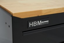 HBM gereedschapswagen verrijdbaar, 8 laden, 143,8 cm, staal, hout, zwart