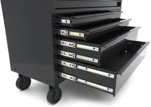 HBM gereedschapswagen verrijdbaar, 8 laden, 143,8 cm, staal, hout, zwart