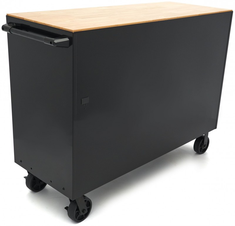 HBM gereedschapswagen verrijdbaar, 8 laden, 143,8 cm, staal, hout, zwart