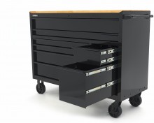 HBM gereedschapswagen verrijdbaar, 8 laden, 143,8 cm, staal, hout, zwart