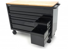 HBM gereedschapswagen verrijdbaar, 8 laden, 143,8 cm, staal, hout, zwart