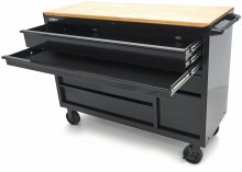 HBM gereedschapswagen verrijdbaar, 8 laden, 143,8 cm, staal, hout, zwart