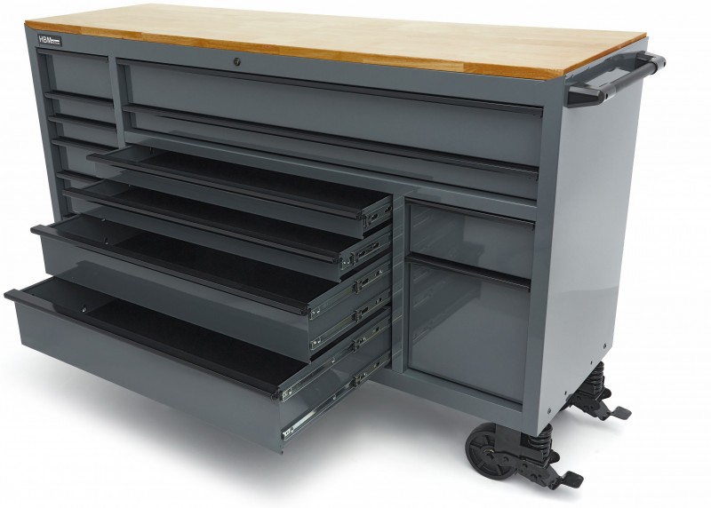HBM gereedschapswagen verrijdbaar, 14 laden, 181,5 cm, grijs, max. belasting 450 kg HBM gereedschapswagen verrijdbaar, 14 laden, 181,5 cm, grijs, max. belasting 450 kg
