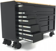 HBM gereedschapswagen verrijdbaar, 14 laden, 182 cm, zwart, staal, max. belasting 350 kg HBM gereedschapswagen verrijdbaar, 14 laden, 182 cm, zwart, staal, max. belasting 350 kg
