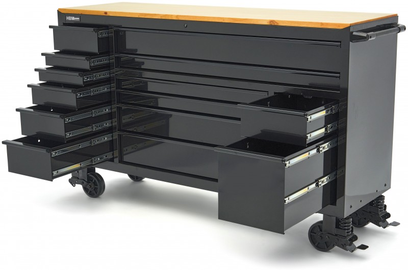 HBM gereedschapswagen verrijdbaar, 14 laden, 182 cm, zwart, staal, max. belasting 350 kg HBM gereedschapswagen verrijdbaar, 14 laden, 182 cm, zwart, staal, max. belasting 350 kg