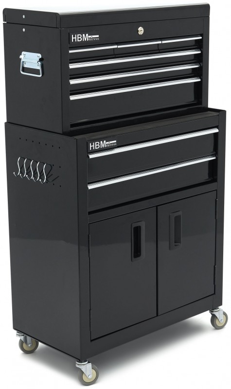 HBM værktøjsvogn med topkasse, sort, model 2, 8 skuffer, 4 drejehjul, 61,6 x 33 x 106,4 cm. HBM værktøjsvogn med topkasse, sort, model 2, 8 skuffer, 4 drejehjul, 61,6 x 33 x 106,4 cm.