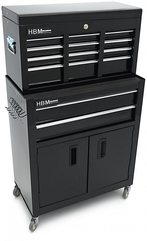 HBM værktøjsvogn med topkasse, sort, model 2, 8 skuffer, 4 drejehjul, 61,6 x 33 x 106,4 cm. HBM værktøjsvogn med topkasse, sort, model 2, 8 skuffer, 4 drejehjul, 61,6 x 33 x 106,4 cm.