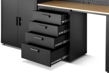 HBM premium werkplaatssysteem 8-delig mat zwart 227,6 x 45,8 x 193,91 cm staal hout 10 mm gaten