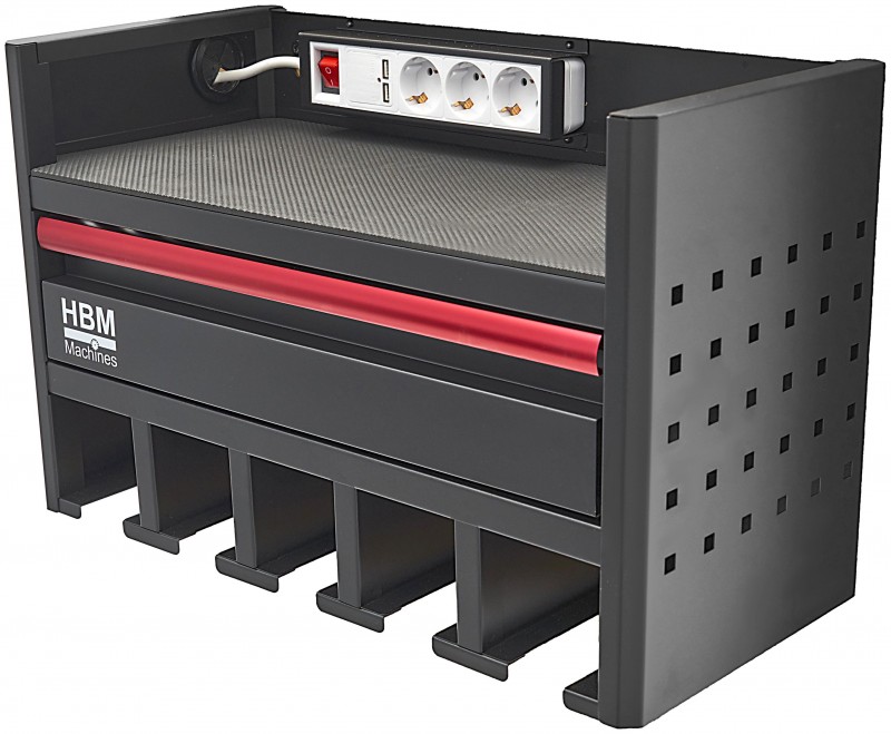 HBM accugereedschap organizer wandrek met stroomaansluiting staal 54 x 25 x 34 cm 80 kg