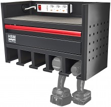 HBM accugereedschap organizer wandrek met stroomaansluiting staal 54 x 25 x 34 cm 80 kg