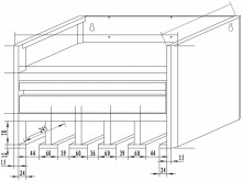 HBM accugereedschap organizer wandrek met stroomaansluiting staal 54 x 25 x 34 cm 80 kg