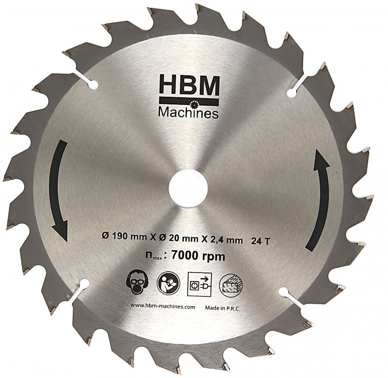 HBM 190 mm zaagblad voor invalzaag - 24T, gehard staal, voor metaal, kunststof, laminaat en hout