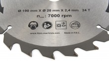 HBM 190 mm zaagblad voor invalzaag - 24T, gehard staal, voor metaal, kunststof, laminaat en hout