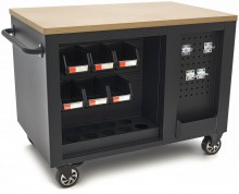 HBM rullende værktøjsvogn arbejdsbænk 114 cm med træbordplade, sort, 250 kg belastning.
