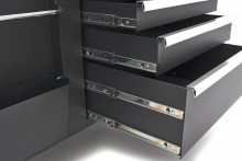 HBM rullende værktøjsvogn arbejdsbænk 114 cm med træbordplade, sort, 250 kg belastning.