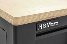HBM rullende værktøjsvogn arbejdsbænk 114 cm med træbordplade, sort, 250 kg belastning.