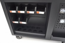 HBM rullende værktøjsvogn arbejdsbænk 114 cm med træbordplade, sort, 250 kg belastning.