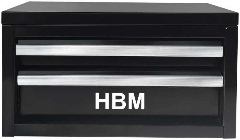 HBM mini ladekast zwart, aluminium, gepoedercoat, 2 laden, stapelbaar, 150 x 150 x 275 mm