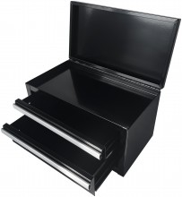 HBM mini ladekast zwart, aluminium, gepoedercoat, 2 laden, stapelbaar, 150 x 150 x 275 mm
