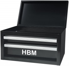 HBM mini ladekast zwart, aluminium, gepoedercoat, 2 laden, stapelbaar, 150 x 150 x 275 mm